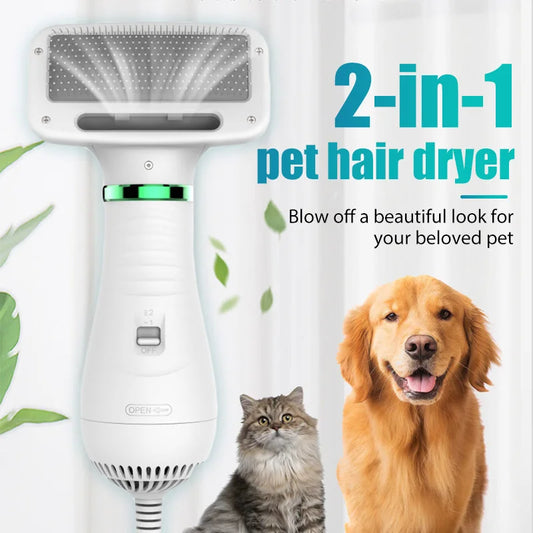 2-in-1 Pet Dryer &amp; Grooming Brush – Professional Dog &amp; Cat Dryer Comb for Home Grooming
