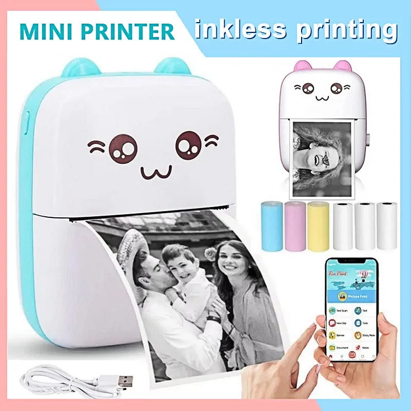 Portable Thermal Mini Printer – Bluetooth Pocket Printer for iOS & Android | Wireless Photo, Label & QR Code Printing