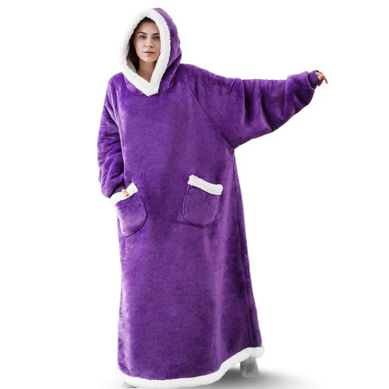 Hooded Wearable Blanket - Soft Flannel Loungewear
