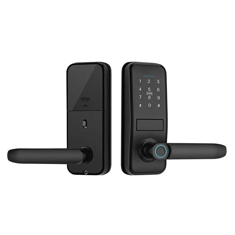 Smart Door Lock with Handle - Keyless Entry Fingerprint Lock with Keypad for Front Door Security