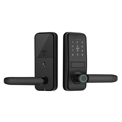 Smart Door Lock with Handle - Keyless Entry Fingerprint Lock with Keypad for Front Door Security