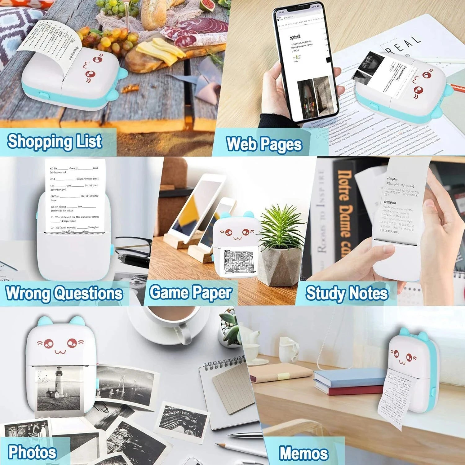 Portable Thermal Mini Printer – Bluetooth Pocket Printer for iOS & Android | Wireless Photo, Label & QR Code Printing