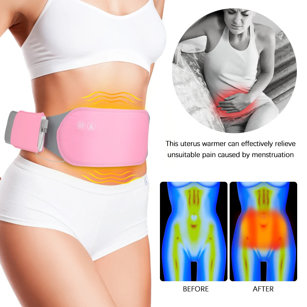 Heating Massage Belt for Menstrual Pain Relief – Vibrating Hot Compress Therapy