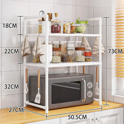 Multi-Layer Kitchen Storage Rack – Microwave Shelf &amp; Countertop Organizer