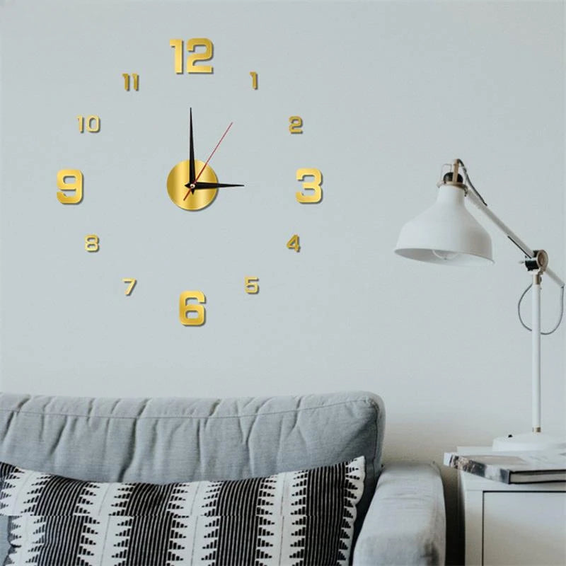 DIY Frameless Wall Clock – Modern 3D Decorative Clock for Living Room & Office