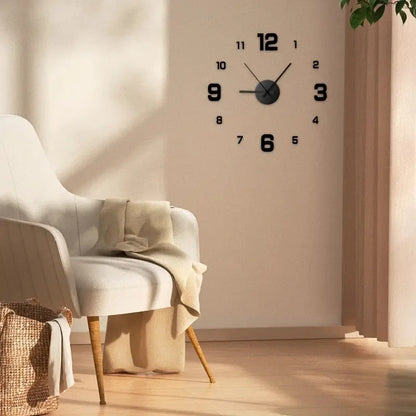 DIY Frameless Wall Clock – Modern 3D Decorative Clock for Living Room &amp; Office