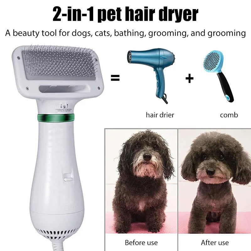 2-in-1 Pet Dryer &amp; Grooming Brush – Professional Dog &amp; Cat Dryer Comb for Home Grooming