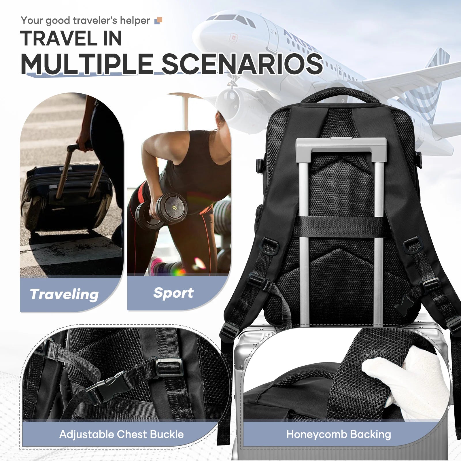 Expandable Travel Backpack with Air Compression – Cabin-Approved Hand Luggage