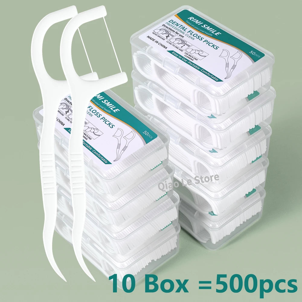 Portable Dental Floss Sticks – 50 Pcs Disposable Floss Picks | Oral Care
