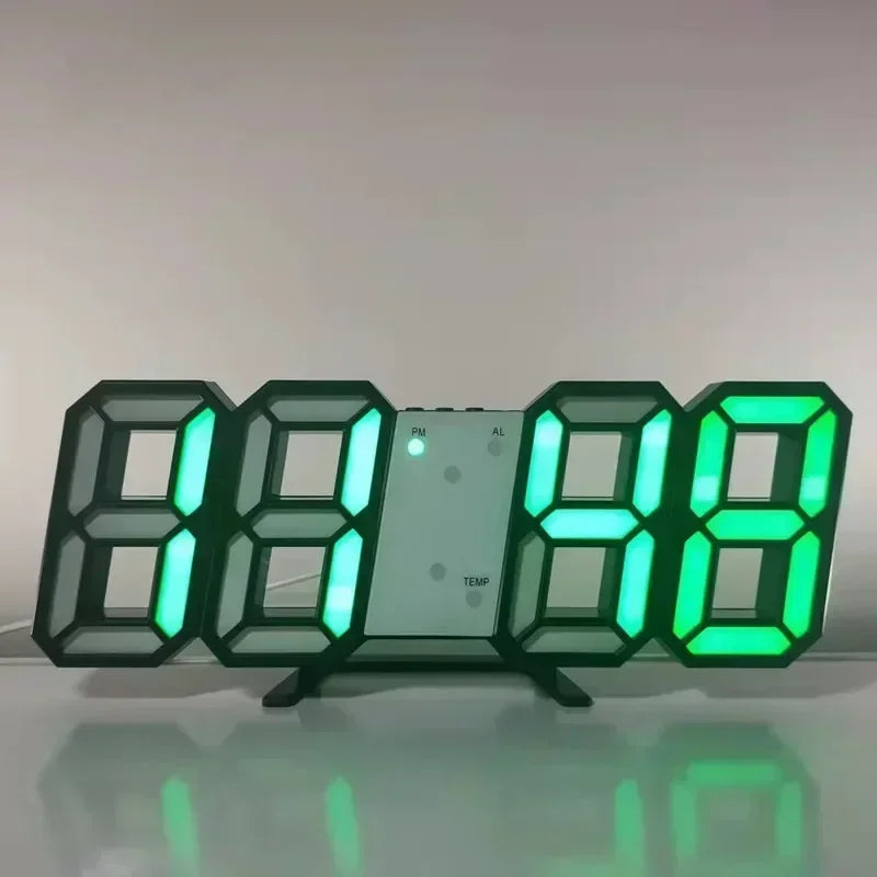 Digital LED Wall Clock – Modern Alarm Clock with Calendar & Brightness Adjustment | 24×9 cm