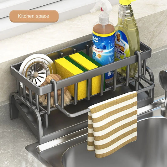 Kitchen Sink Organizer – Draining Rack for Sponge, Cloth &amp; Detergent Storage