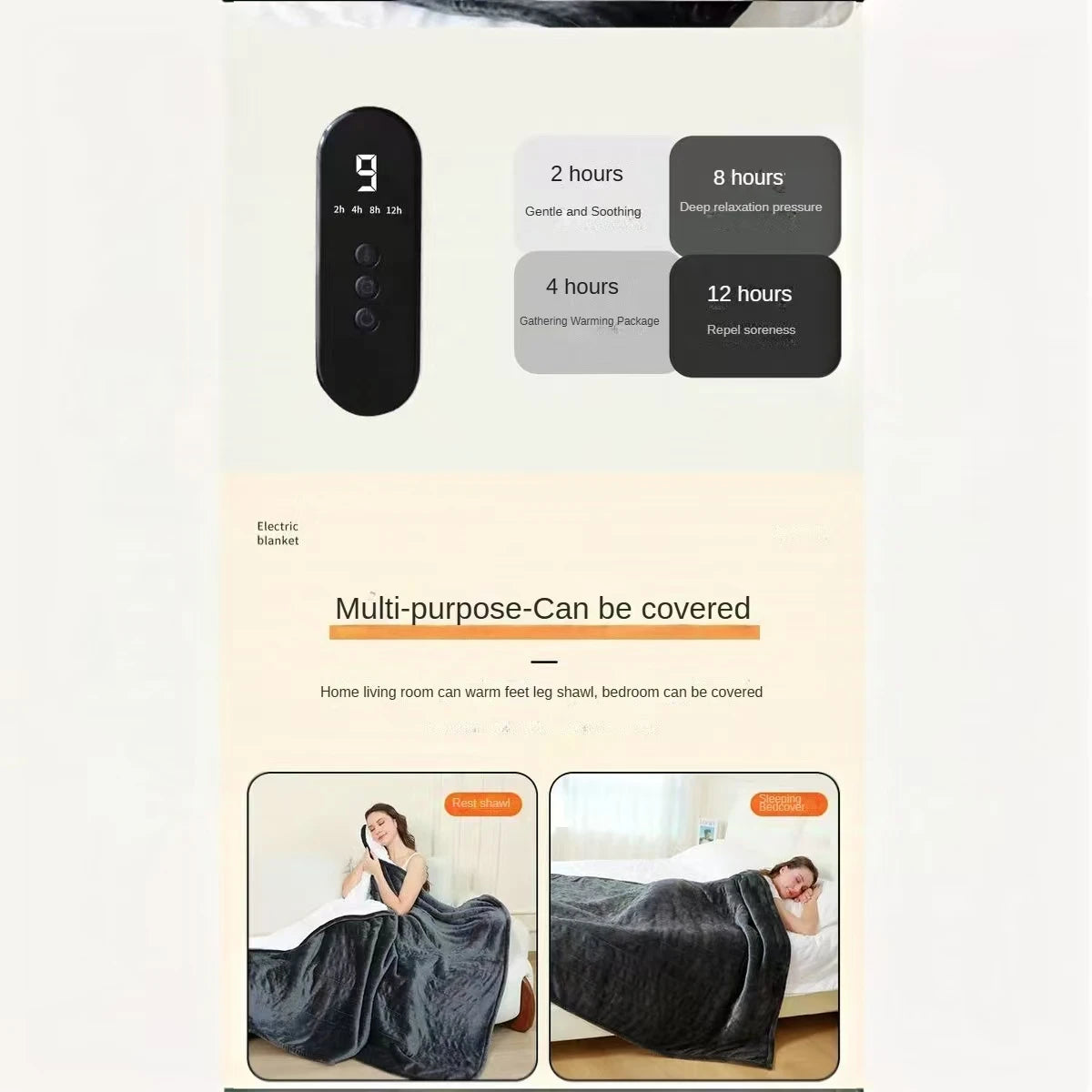 Smart Heating Blanket - Washable Electric Warming Throw