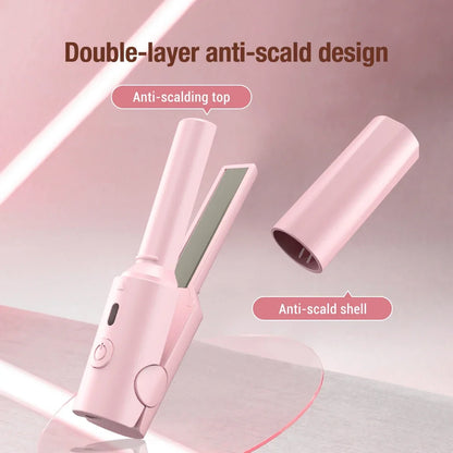 Portable Mini Hair Straightener &amp; Curling Iron – Dual-Use Ceramic Styling Tool for Women