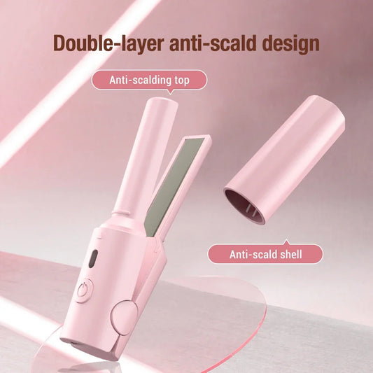 Portable Mini Hair Straightener &amp; Curling Iron – Dual-Use Ceramic Styling Tool for Women