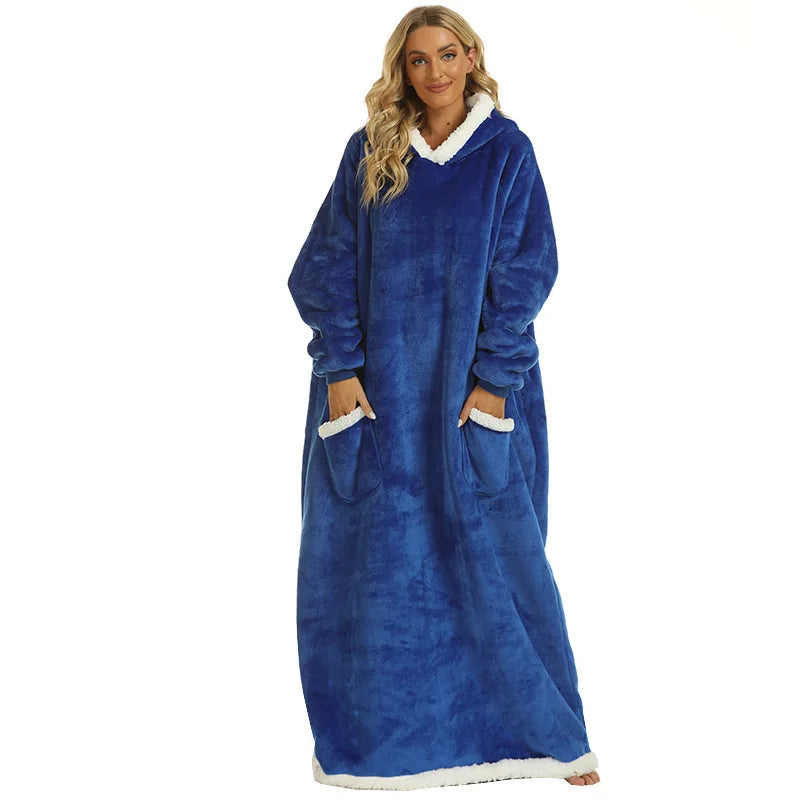 Hooded Wearable Blanket - Soft Flannel Loungewear