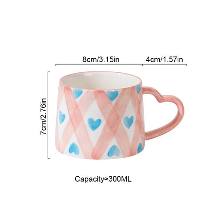 Hand-Painted Love Heart Coffee Cup – Ceramic Breakfast Mug