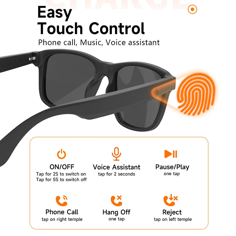 Smart Audio Glasses – Bluetooth Sunglasses with Voice Call & Music