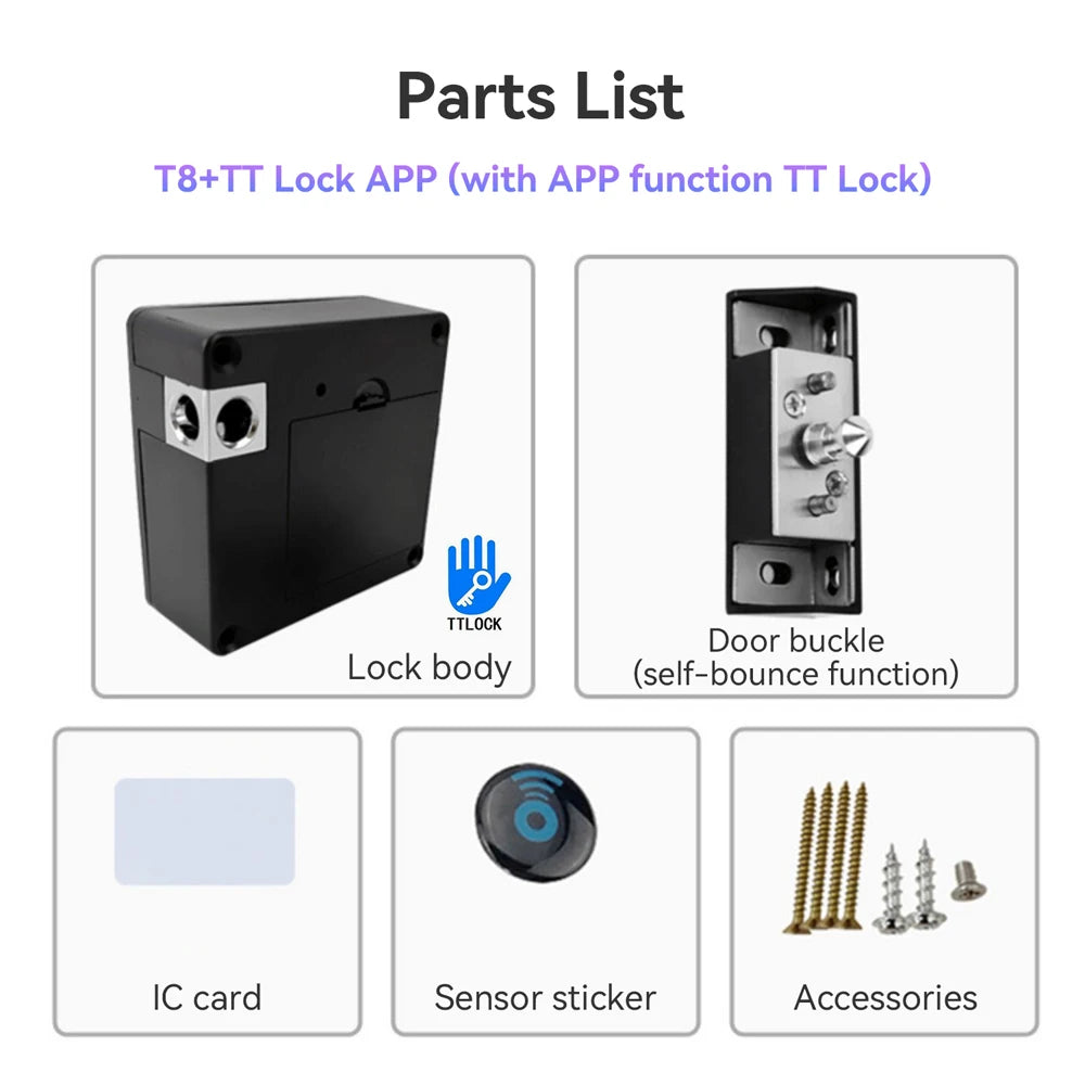 Smart Drawer Lock - Electronic Cabinet Lock with IC Card &amp; TTlock App Control for Hidden Security