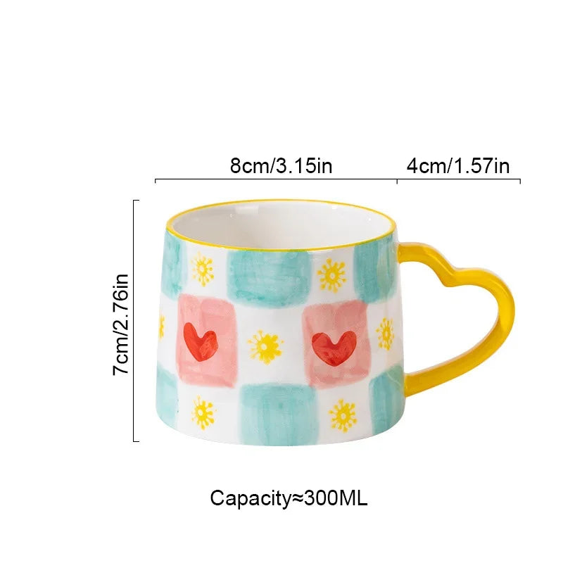 Hand-Painted Heart Ceramic Mug – Couples Coffee Cup Gift