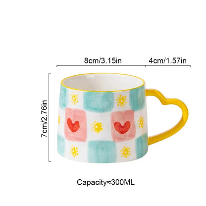 Hand-Painted Heart Ceramic Mug – Couples Coffee Cup Gift