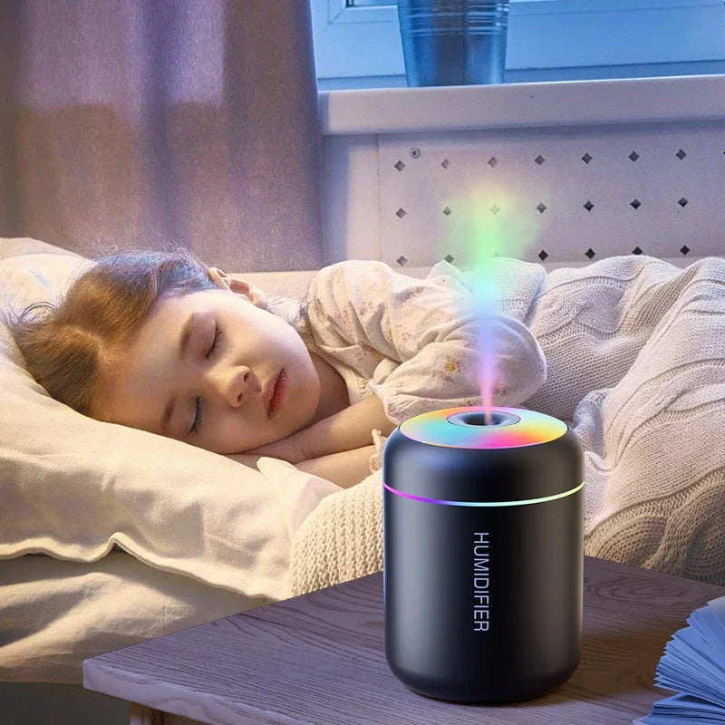 Mini USB Air Humidifier 180ML – Portable Aroma Diffuser with LED Lights for Car, Home &amp; Bedroom