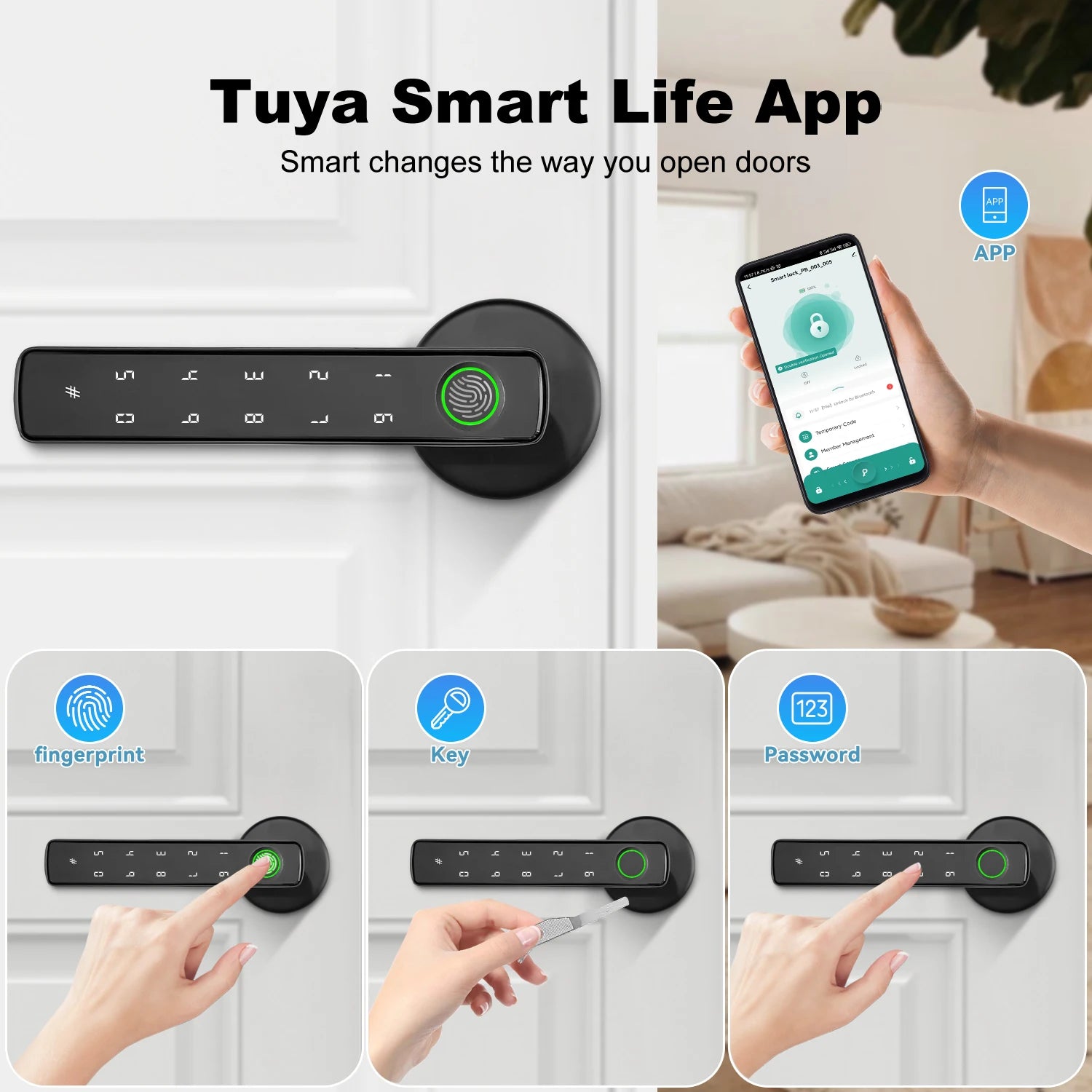 Tuya Smart Door Lock with Fingerprint - App Remote Control Electronic Lock with Alexa Integration