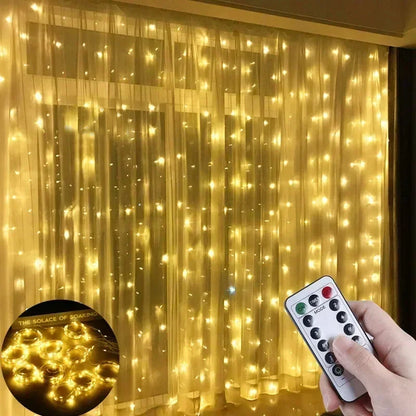 USB LED Curtain Lights 6×3 m / 3×3 m with Remote Control – Fairy Lights for Window, Christmas &amp; New Year Decoration