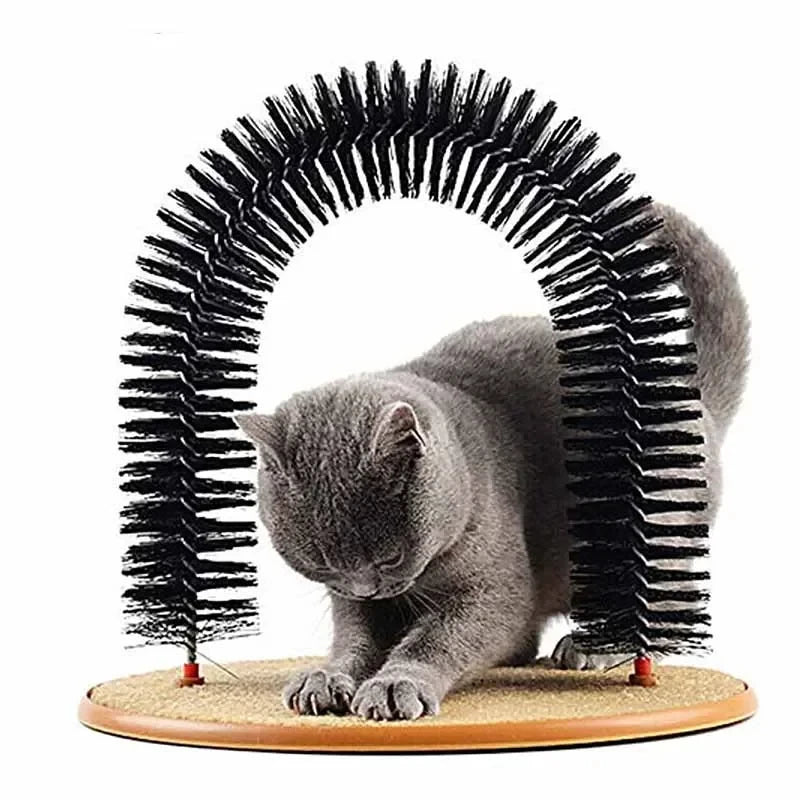 Cat Self-Grooming Arch – Massage Brush with Scratching Pad for Interactive Play