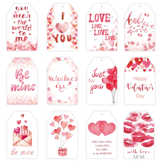Valentine's Day Gift Tags (60 PCS) – Love Heart Paper Tags for Gift Wrapping