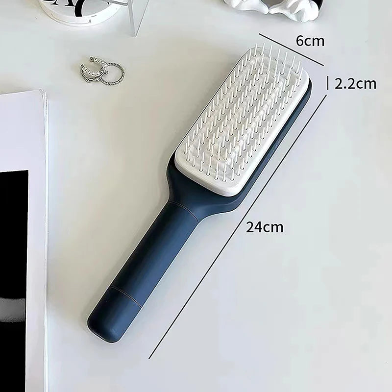 Hair Brush Self-Cleaning with One-Knot Cleaning – Anti-Static &amp; Scalp Massage Brush for All Hair Types