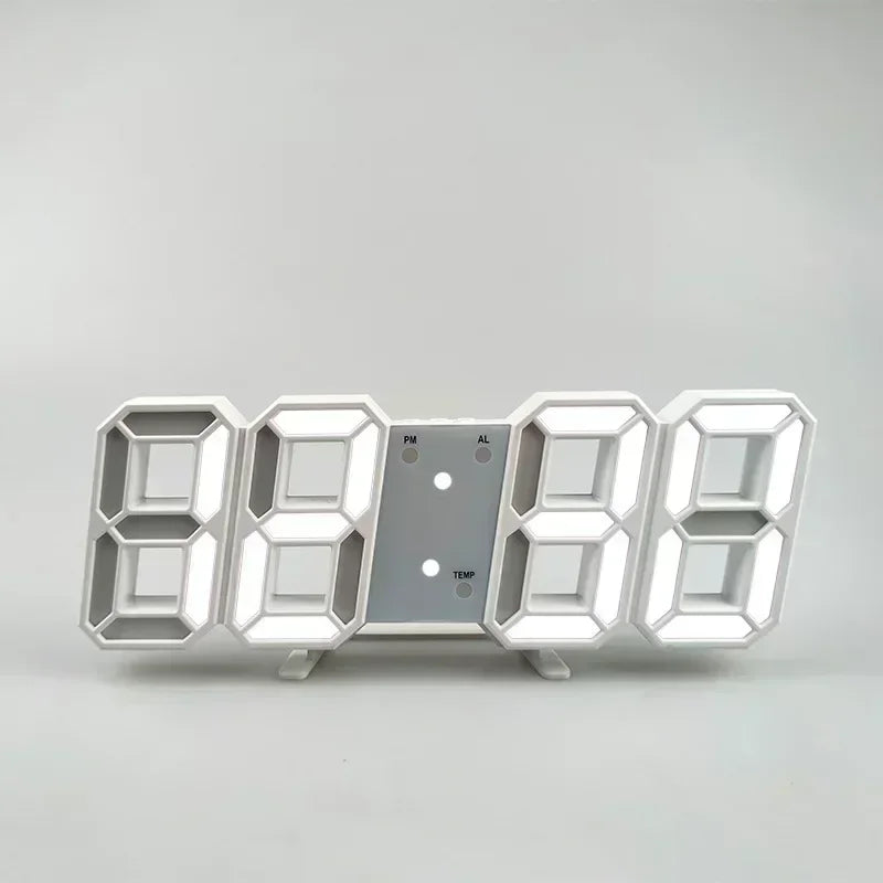Digital LED Wall Clock – Modern Alarm Clock with Calendar &amp; Brightness Adjustment | 24×9 cm