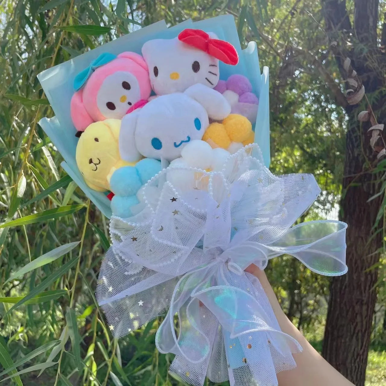 Sanrio Plush Pendant Bouquet – My Melody, Kuromi, Cinnamoroll (35cm)