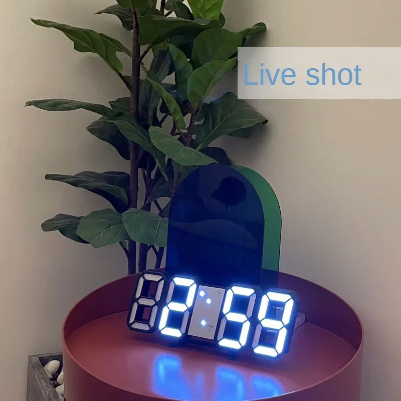 Digital LED Wall Clock – Modern Alarm Clock with Calendar & Brightness Adjustment | 24×9 cm