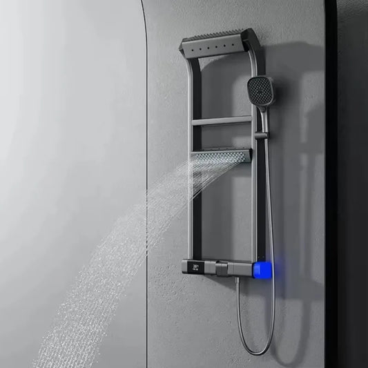 360° Thermostatic Shower Panel – LED Digital Display with Piano Keys &amp; Multiple Spray Patterns