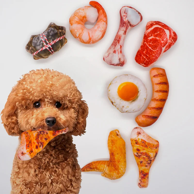 Funny Squeaky Dog Toys – Bite-Resistant Food-Shaped Toys for Small & Medium Dogs