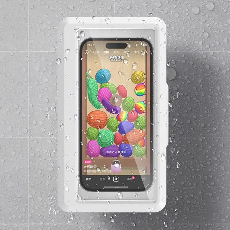 Waterproof Bathroom Phone Holder – Wall-Mounted Touch Screen Case for Shower