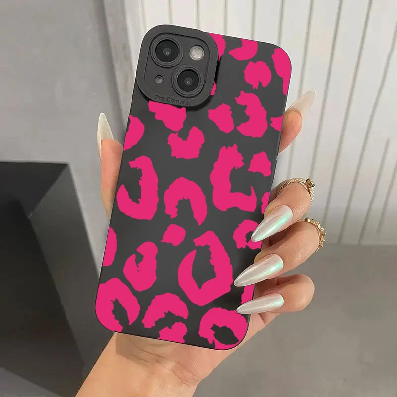 Leopard Camera Lens Protector Phone Case – Stylish Cover for iPhone 17, 16, 15, 14, 13