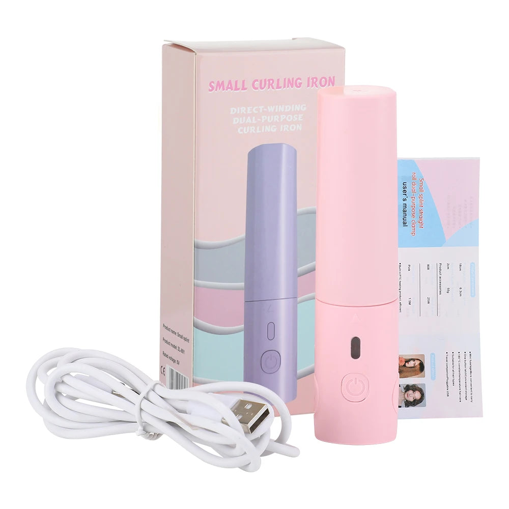 Portable Mini Hair Straightener &amp; Curling Iron – Dual-Use Ceramic Styling Tool for Women