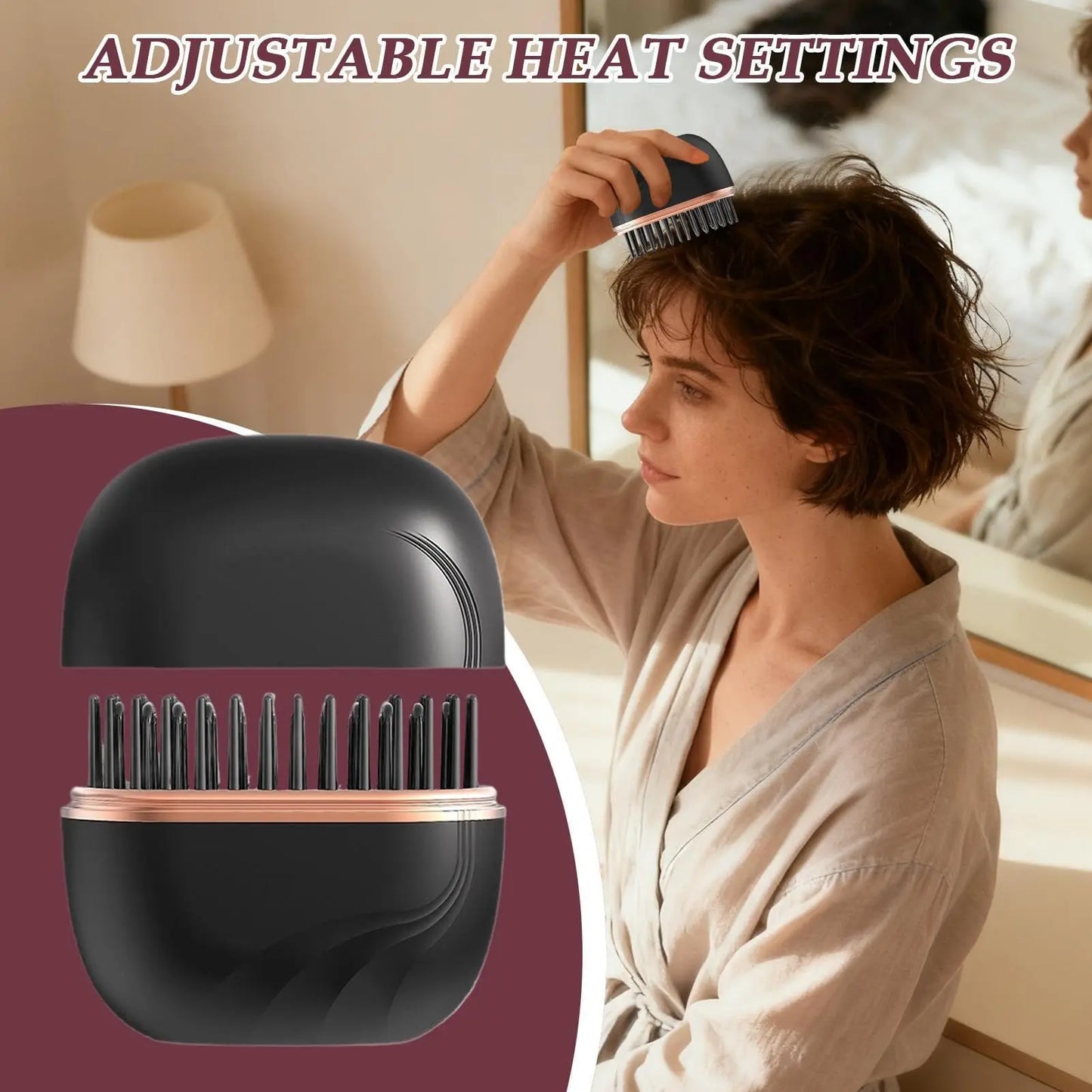 Cordless Mini Hair Straightener Brush – Rechargeable, Anti-Scald &amp; Suitable for Wet and Dry Hair