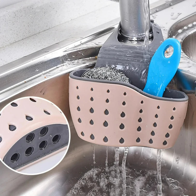 Adjustable Hanging Sink Caddy – Drain Basket for Soap & Sponge Storage