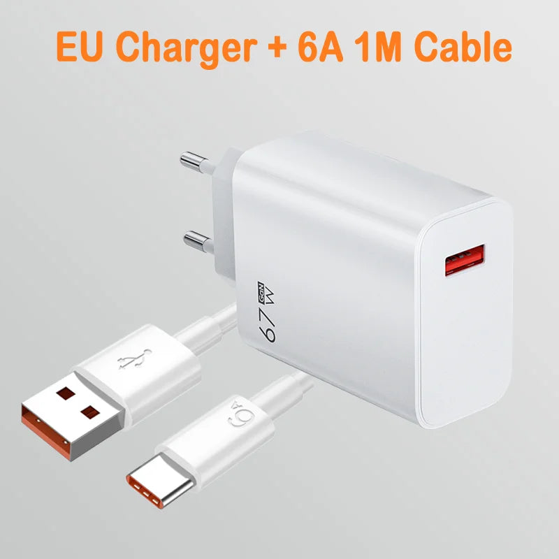 GaN Fast Charger – USB Quick Charge 3.0 with Type-C Cable for Xiaomi