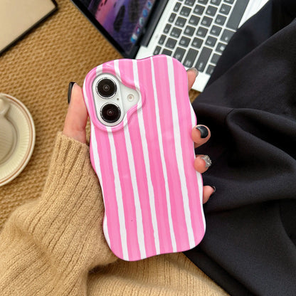 2-in-1 Glossy Stripe iPhone Case – Wave Edge Design for iPhone 16, 15, 14, 13 Pro Max