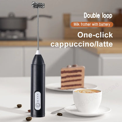 Wireless Electric Milk Frother – Rechargeable Handheld Mixer with Stainless Steel Beater (USB-C) for Coffee, Cappuccino &amp; Cream
