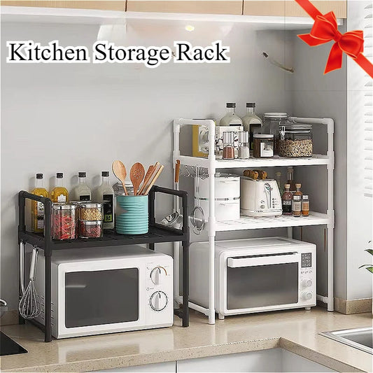 Multi-Layer Kitchen Storage Rack – Microwave Shelf &amp; Countertop Organizer
