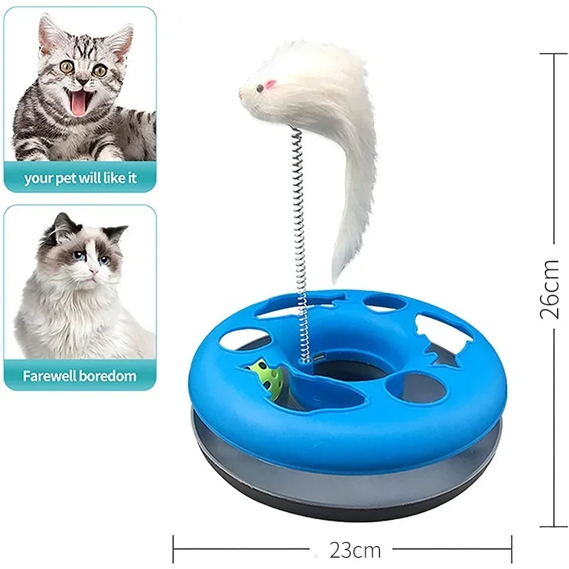 Interactive Cat Track Toy with Catnip – Roller Ball & Feather Teaser for Indoor Cats