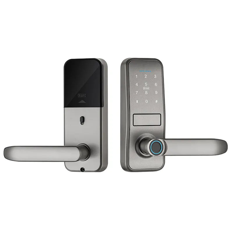 Smart Door Lock with Handle - Keyless Entry Fingerprint Lock with Keypad for Front Door Security