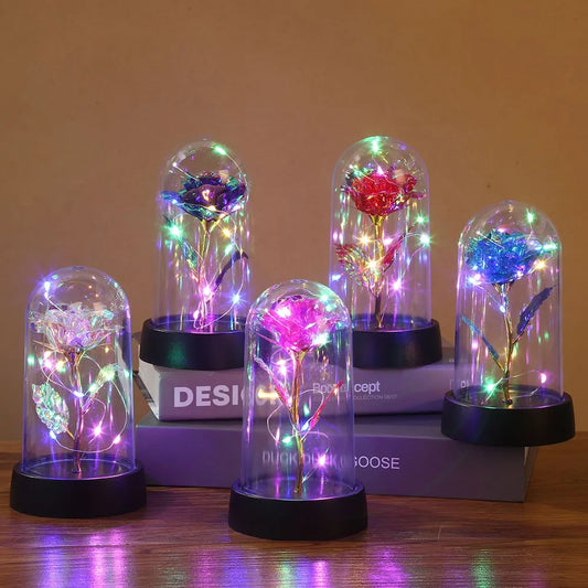 LED Enchanted Galaxy Rose in Glass Dome – Eternal Beauty with Fairy Lights