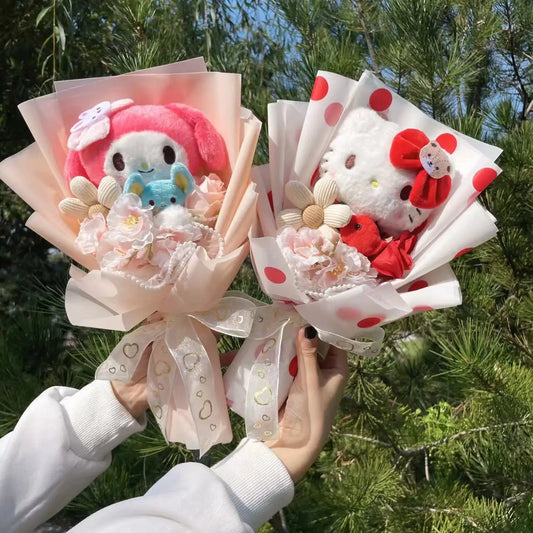 Sanrio Plush Bouquet – My Melody, Kuromi, Cinnamoroll Gift Box