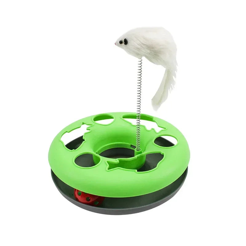 Interactive Cat Track Toy with Catnip – Roller Ball & Feather Teaser for Indoor Cats