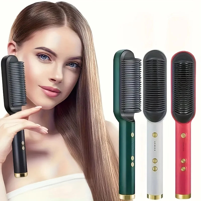 2-in-1 Style Comb & Curling Iron – Shiny Hair in One Movement